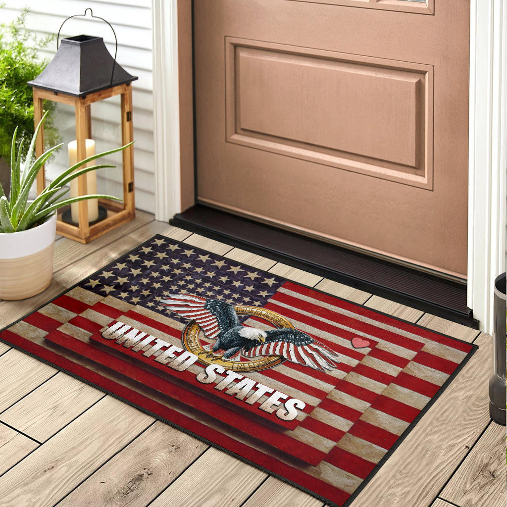 US Independence Day Eagle Flying Love US Independence Day Strength Freedom Door Mat Home Decor