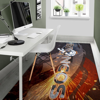 Denver American Football Broncos Machine Steel Broncos Metal Melting Area Rug Home Decor