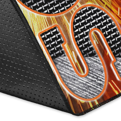 Denver American Football Broncos Machine Steel Broncos Metal Melting Area Rug Home Decor
