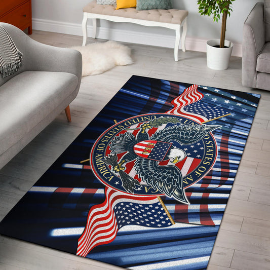 US Independence Day Bald Eagle USA Symbol Glory Flag Area Rug Home Decor