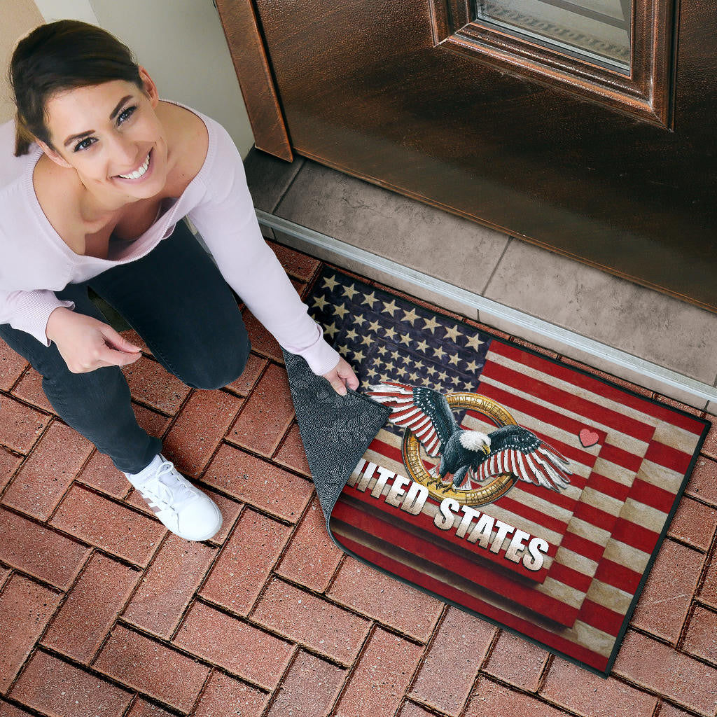 US Independence Day Eagle Flying Love US Independence Day Strength Freedom Door Mat Home Decor