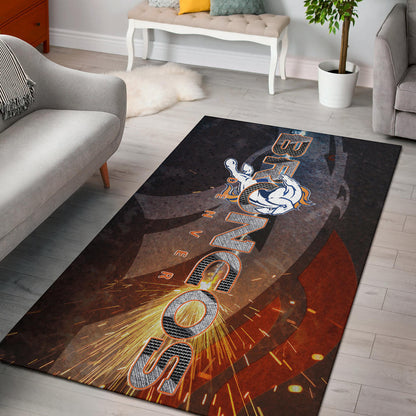 Denver American Football Broncos Machine Steel Broncos Metal Melting Area Rug Home Decor