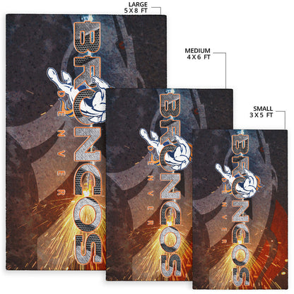 Denver American Football Broncos Machine Steel Broncos Metal Melting Area Rug Home Decor