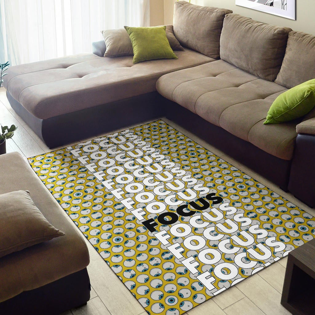 Focus Text In Column Eye Patterns Yellow Area Rug Home Decor
