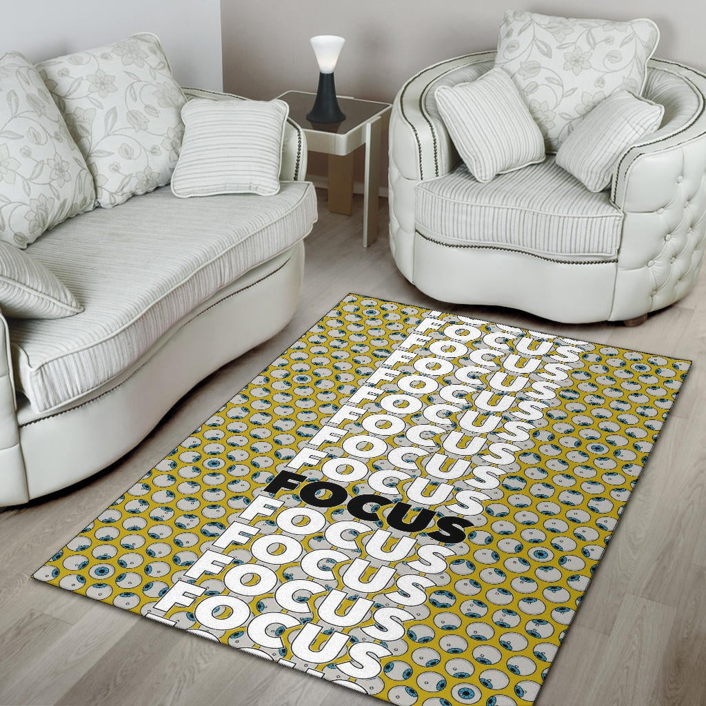 Focus Text In Column Eye Patterns Yellow Area Rug Home Decor