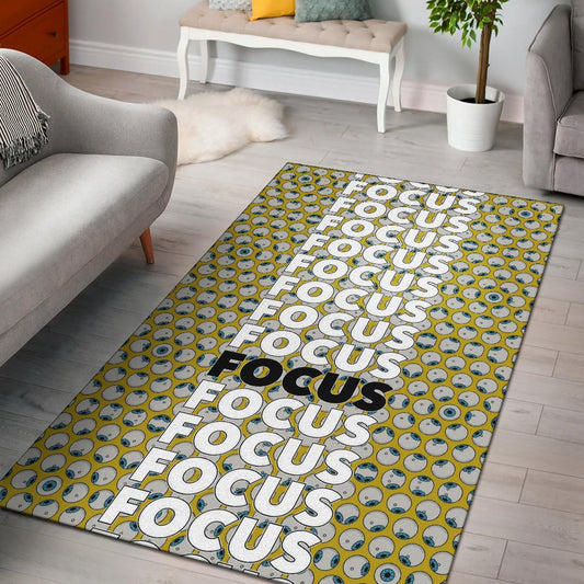 Focus Text In Column Eye Patterns Yellow Area Rug Home Decor
