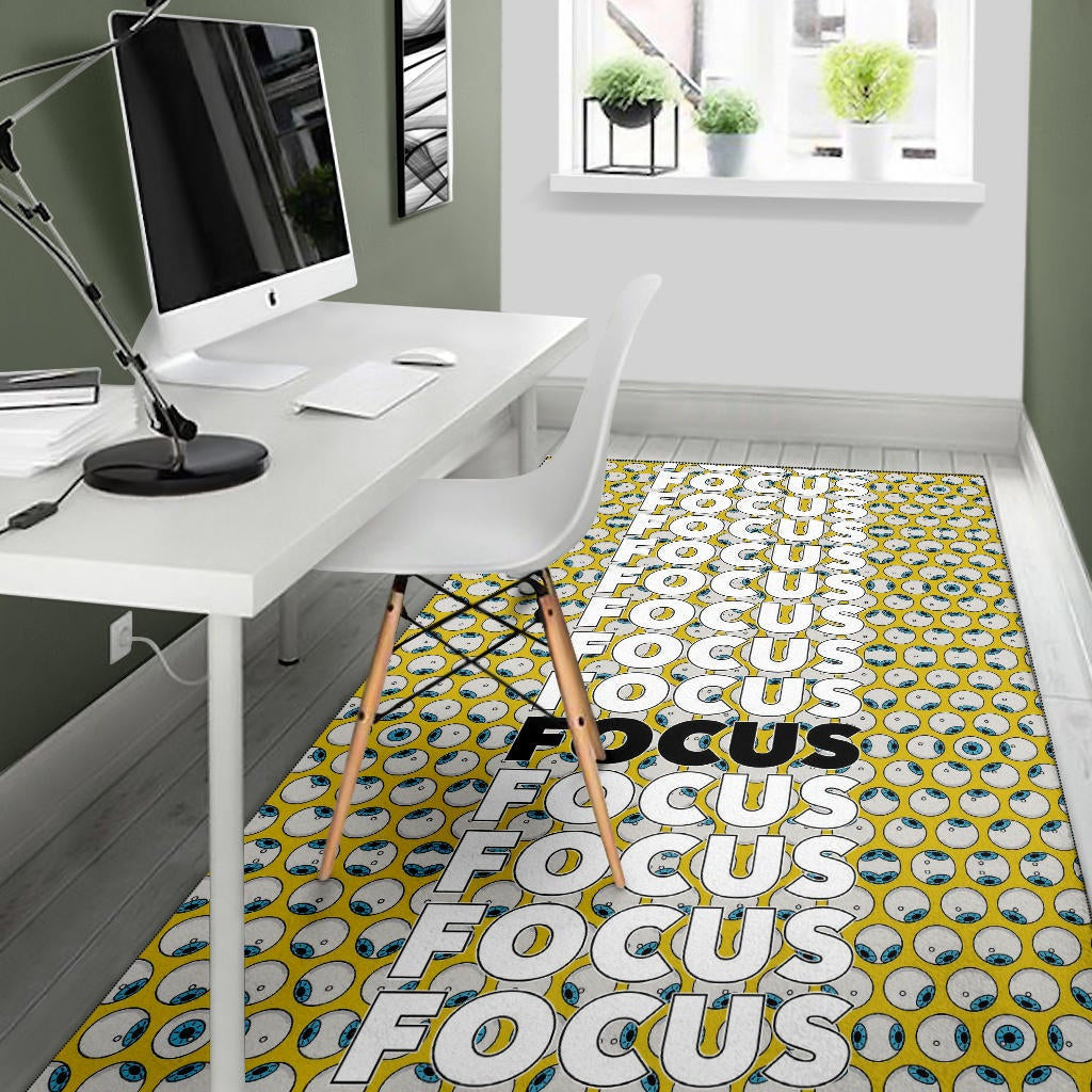 Focus Text In Column Eye Patterns Yellow Area Rug Home Decor