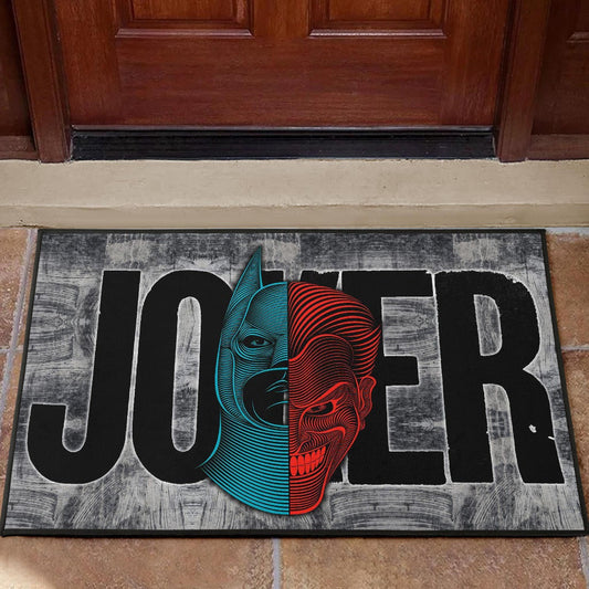 Horror Movie Joker Text Half Batman Half Joker Face Door Mat Home Decor