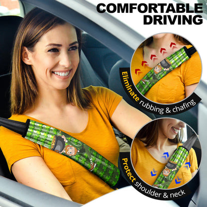 Saint Patrick's Leprechauns Stealing Pot Of Gold Coins Seat Belt Covers