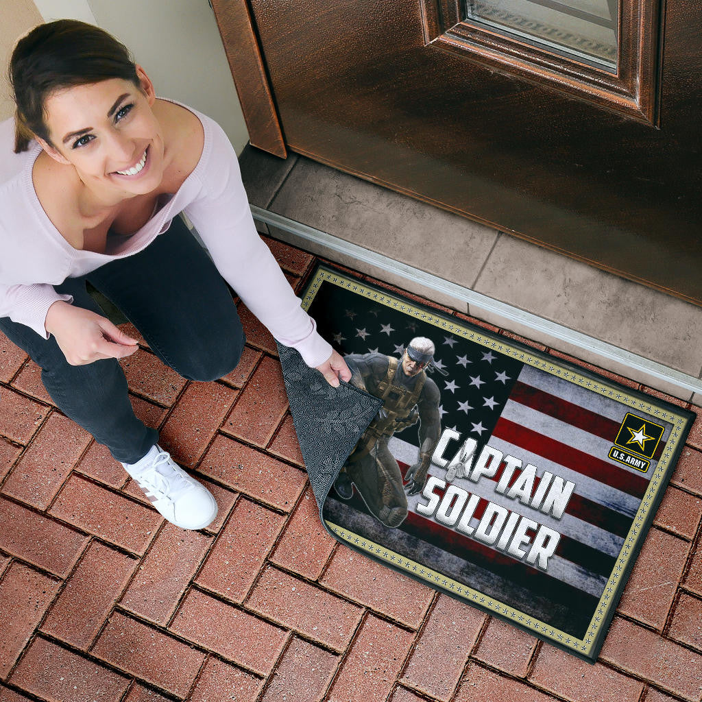 US Independence Day Captain Soldier US Flag Door Mat Home Decor