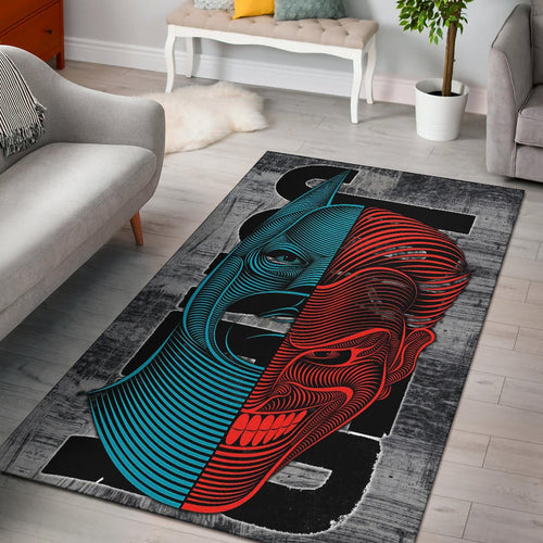 Horror Movie Joker Text Half Batman Half Joker Face Area Rug Home Decor