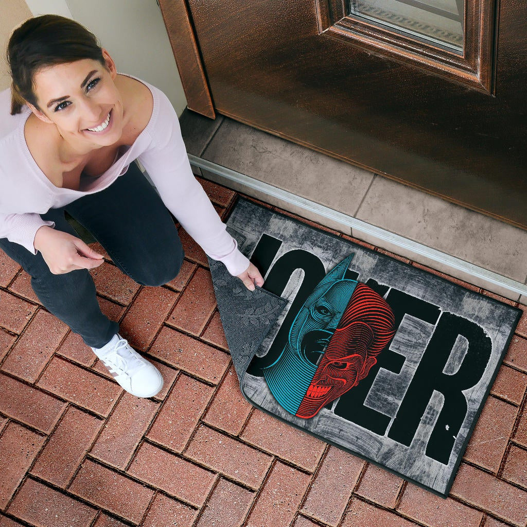 Horror Movie Joker Text Half Batman Half Joker Face Door Mat Home Decor