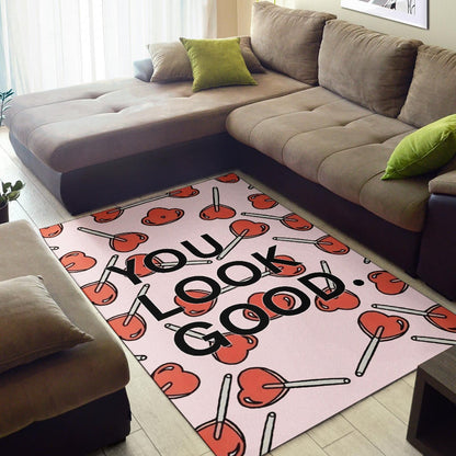 You Look Good Sweet Heart Candy Patterns Area Rug Home Decor