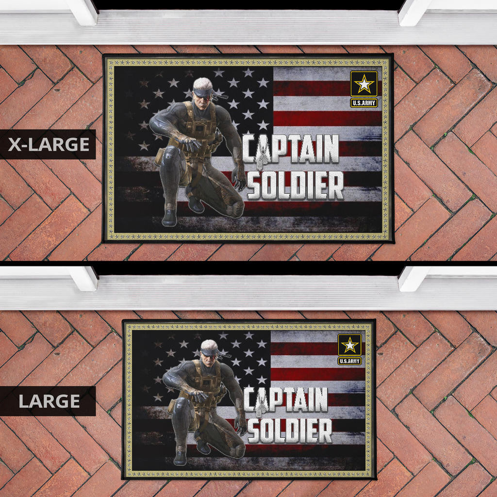 US Independence Day Captain Soldier US Flag Door Mat Home Decor