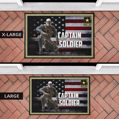US Independence Day Captain Soldier US Flag Door Mat Home Decor