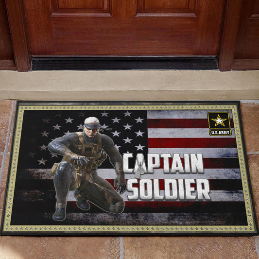 US Independence Day Captain Soldier US Flag Door Mat Home Decor