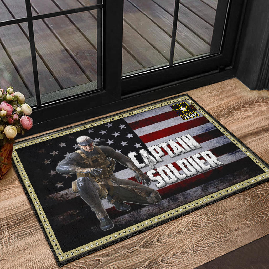 US Independence Day Captain Soldier US Flag Door Mat Home Decor