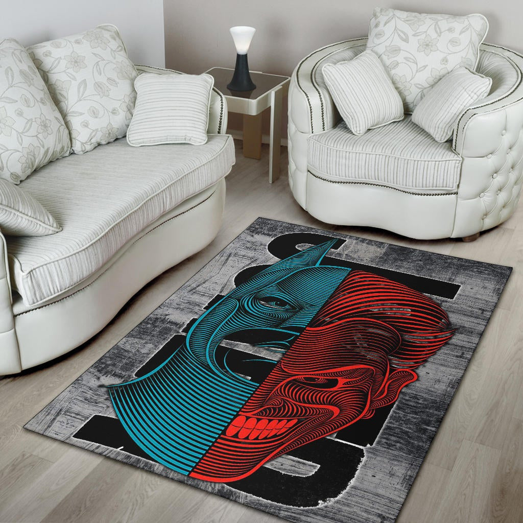 Horror Movie Joker Text Half Batman Half Joker Face Area Rug Home Decor