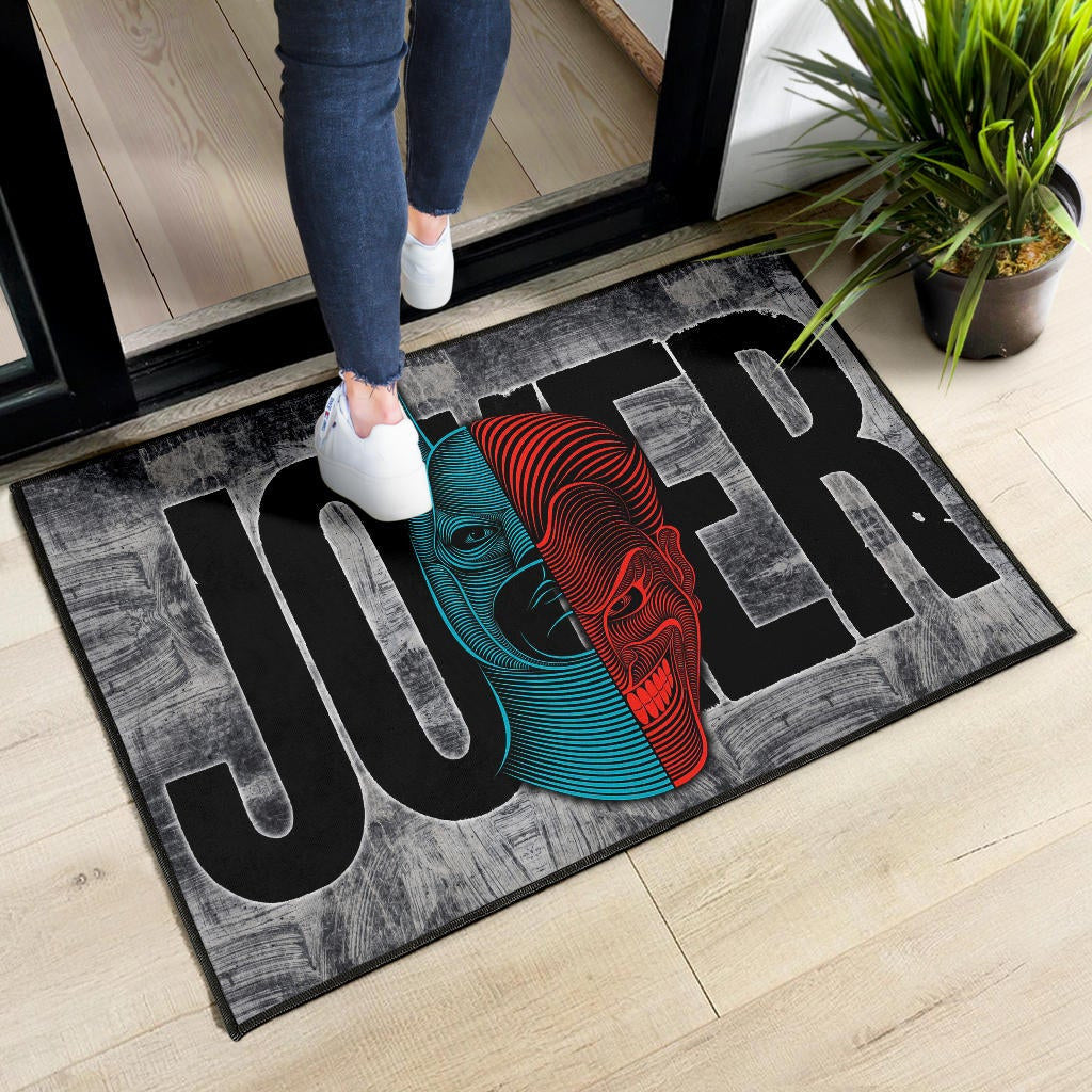Horror Movie Joker Text Half Batman Half Joker Face Door Mat Home Decor