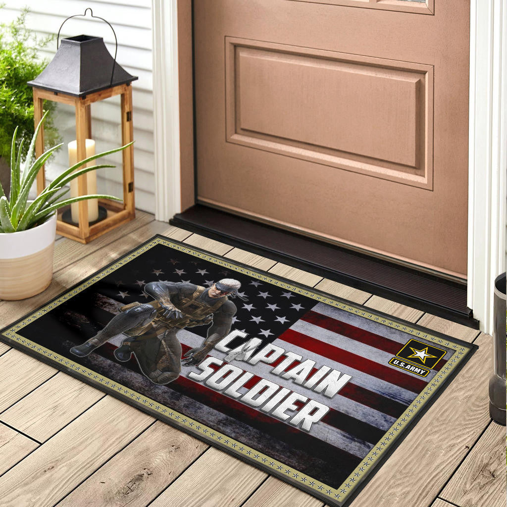 US Independence Day Captain Soldier US Flag Door Mat Home Decor