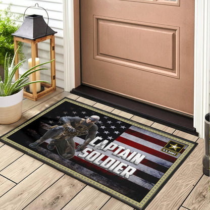 US Independence Day Captain Soldier US Flag Door Mat Home Decor