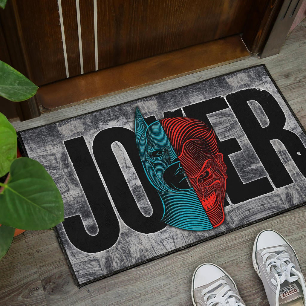 Horror Movie Joker Text Half Batman Half Joker Face Door Mat Home Decor