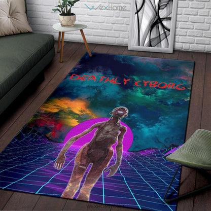 Horror Movie Deathly Cyborg Alien And Robot Retrowave Area Rug Home Decor