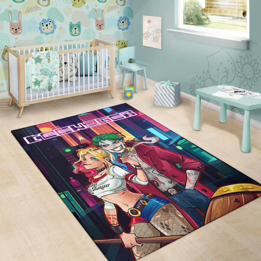 Horror Movie Teenager Joker And Harley Quinn Modern City Area Rug Home Decor