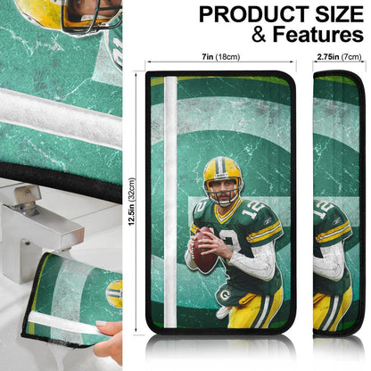 Green Bay Packers American Football Aaron Rodgers Ready To Throw Rugby Ball Seat Belt Covers