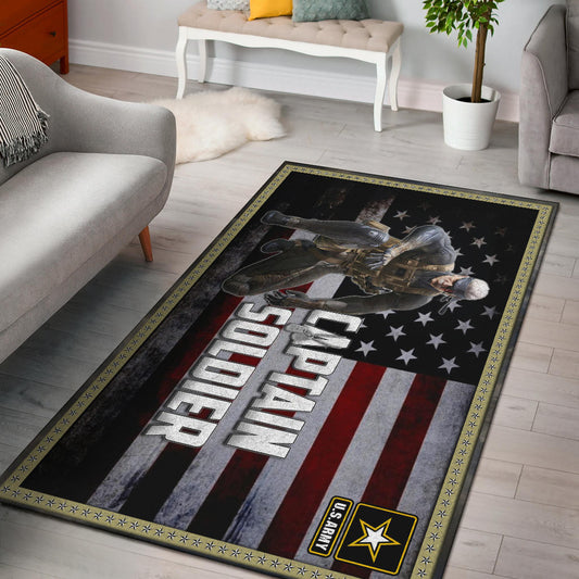 US Independence Day Captain Soldier US Flag Area Rug Home Decor