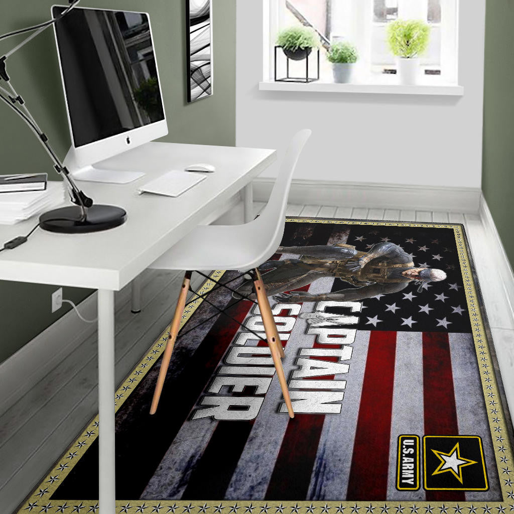 US Independence Day Captain Soldier US Flag Area Rug Home Decor