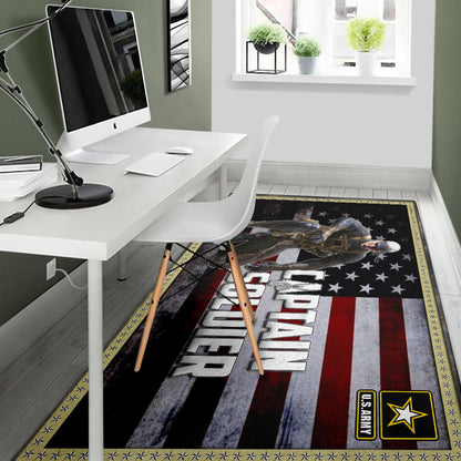 US Independence Day Captain Soldier US Flag Area Rug Home Decor