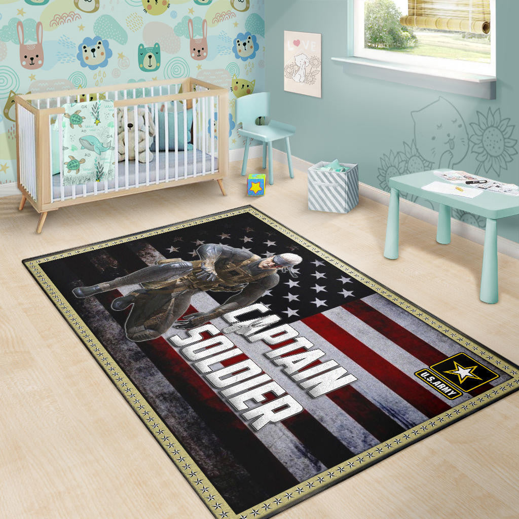 US Independence Day Captain Soldier US Flag Area Rug Home Decor