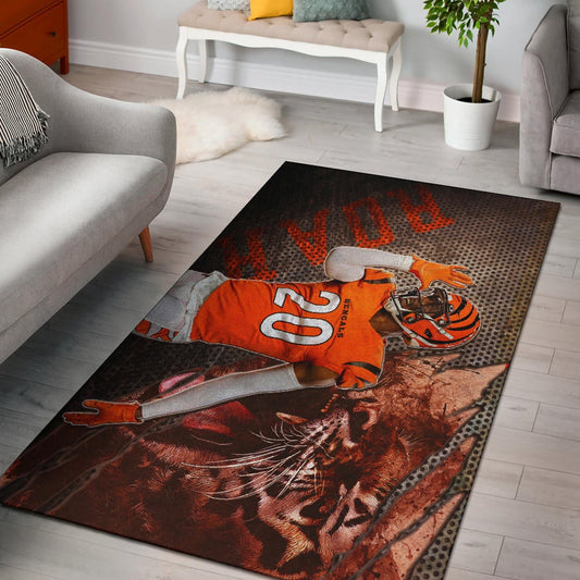 Cincinnati Bengals American Football Eli Apple Bengal Tiger Roar Claw Scratches Area Rug Home Decor