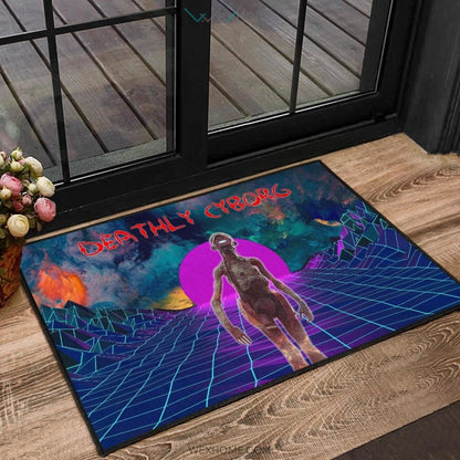 Horror Movie Deathly Cyborg Alien And Robot Retrowave Door Mat Home Decor