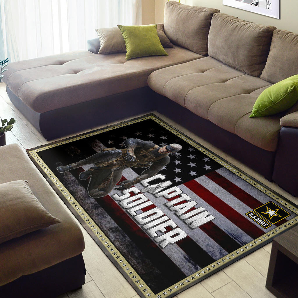 US Independence Day Captain Soldier US Flag Area Rug Home Decor