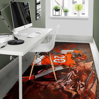 Cincinnati Bengals American Football Eli Apple Bengal Tiger Roar Claw Scratches Area Rug Home Decor
