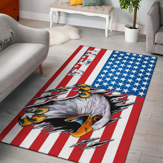 US Independence Day Bald Eagle Breaking Though Claw Scratch Area Rug Home Decor