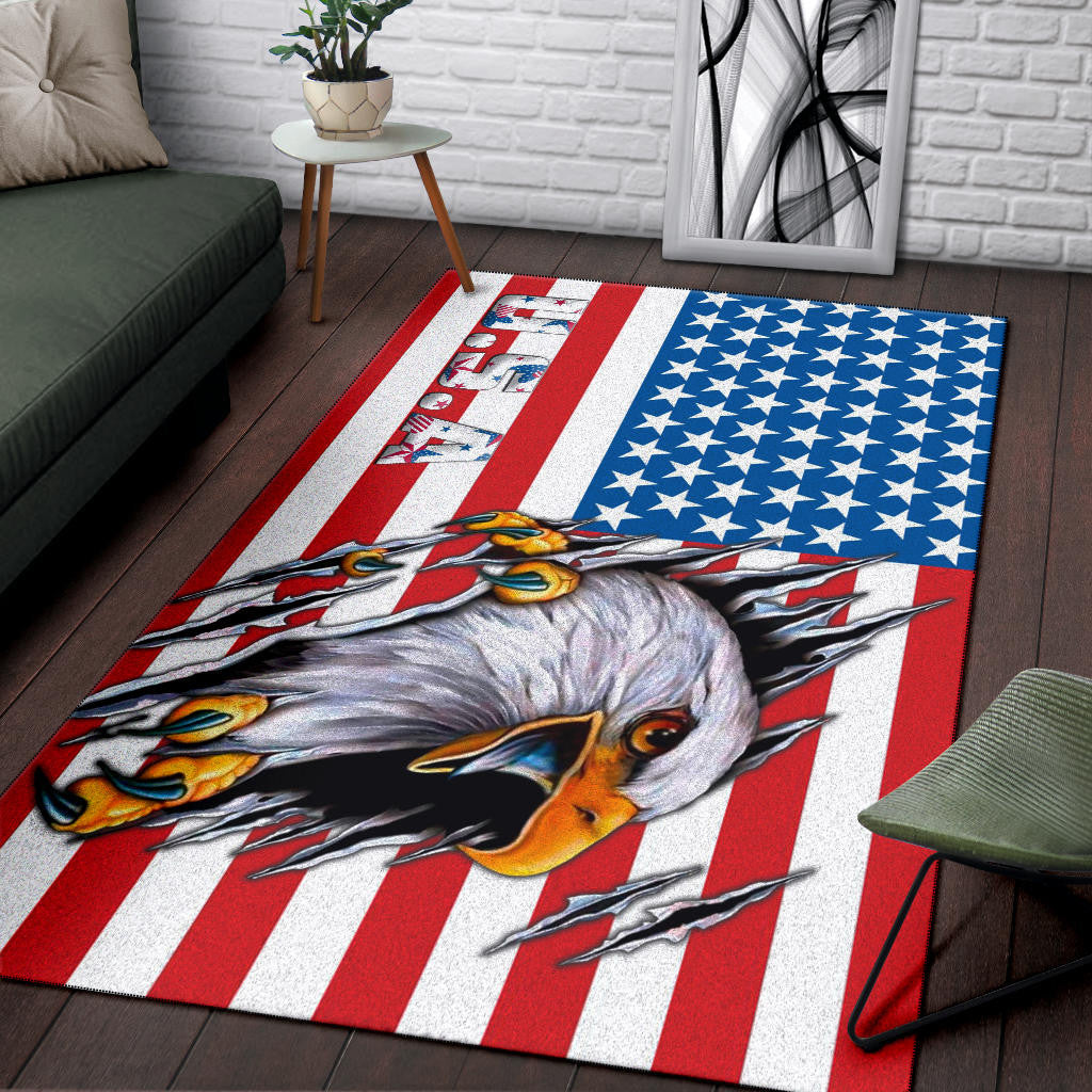 US Independence Day Bald Eagle Breaking Though Claw Scratch Area Rug Home Decor