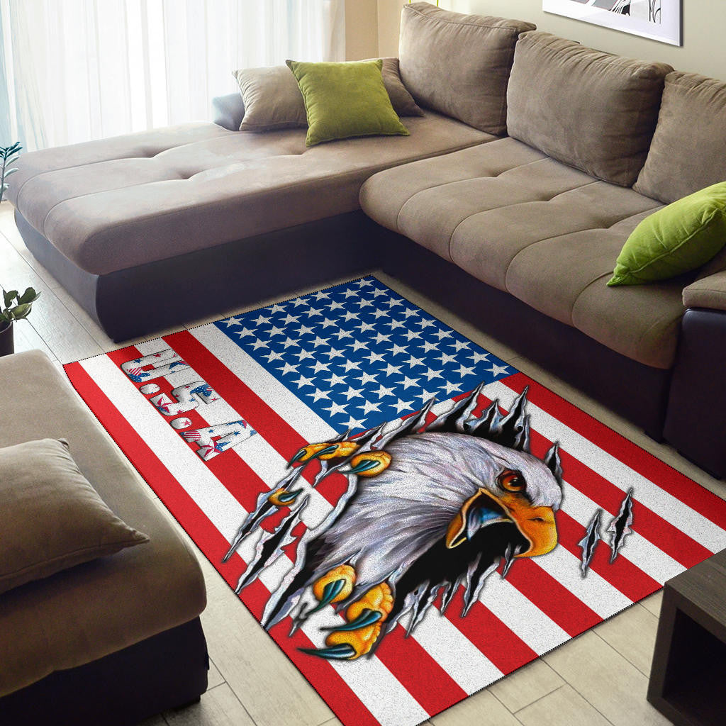 US Independence Day Bald Eagle Breaking Though Claw Scratch Area Rug Home Decor