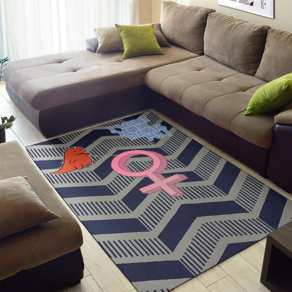 I Want What Wants Me Orange Dino Female Icon Area Rug Home Decor