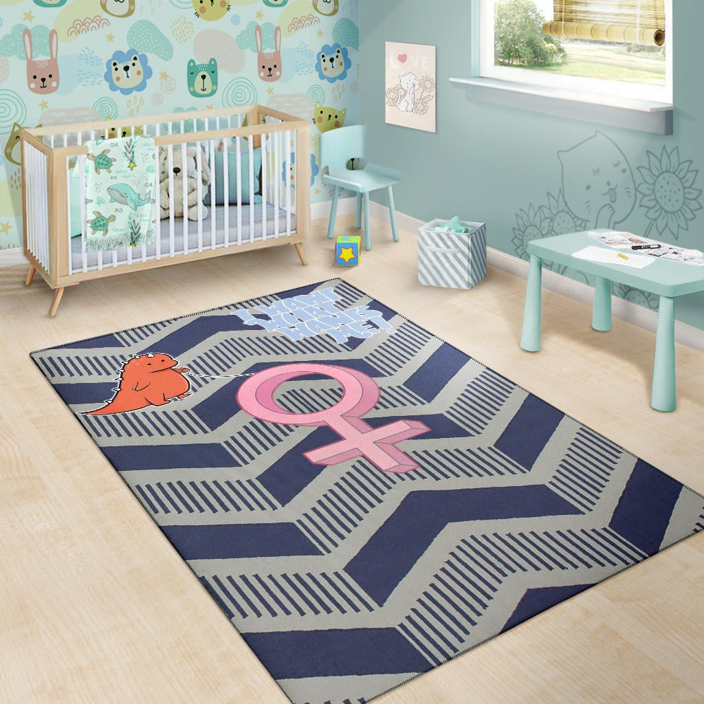 I Want What Wants Me Orange Dino Female Icon Area Rug Home Decor