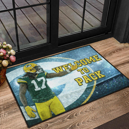 Green Bay American Football Packers Davante Adams 17 Welcome To Pack Door Mat Home Decor