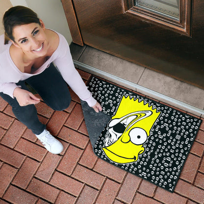 Skull Under Bart Simpson Head Tiny Skull Patterns Door Mat Home Decor