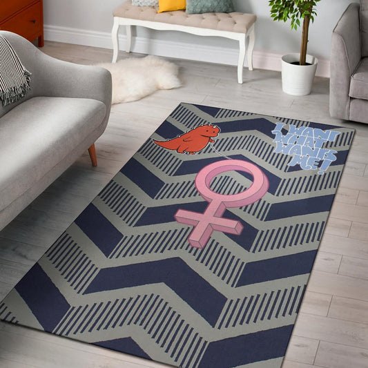 I Want What Wants Me Orange Dino Female Icon Area Rug Home Decor
