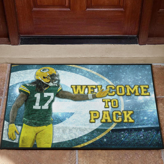Green Bay American Football Packers Davante Adams 17 Welcome To Pack Door Mat Home Decor