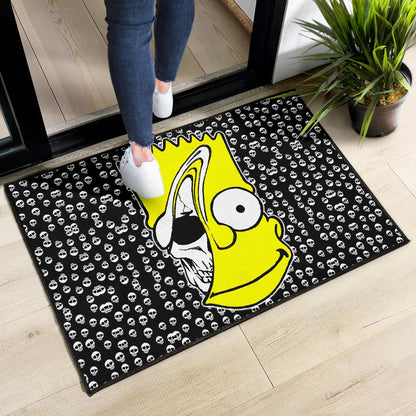 Skull Under Bart Simpson Head Tiny Skull Patterns Door Mat Home Decor