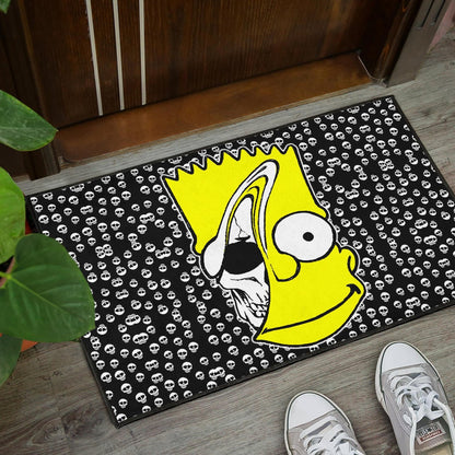 Skull Under Bart Simpson Head Tiny Skull Patterns Door Mat Home Decor