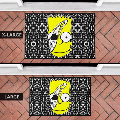 Skull Under Bart Simpson Head Tiny Skull Patterns Door Mat Home Decor