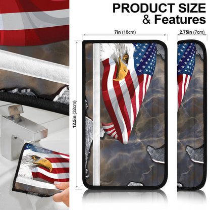 US Independence Day Minimal Eagle Head With US Flag Seat Belt Covers